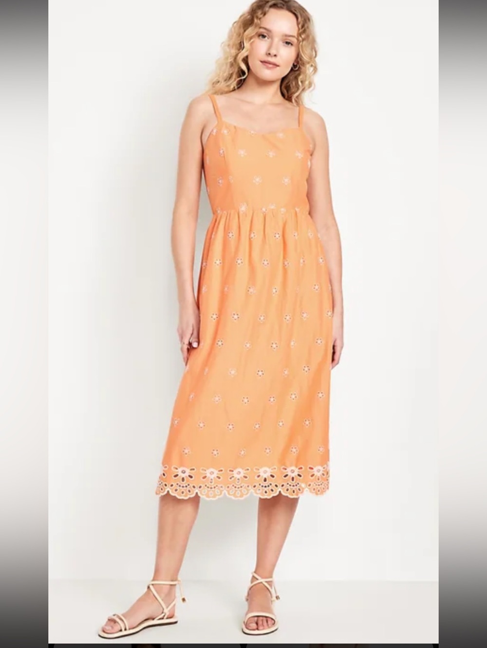 Old Navy Peach Eyelet Midi Dress